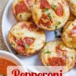 Pepperoni Pizza Bites are a cross between a bagel bite and a pizza muffin and they're ready to bake in just a few minutes.