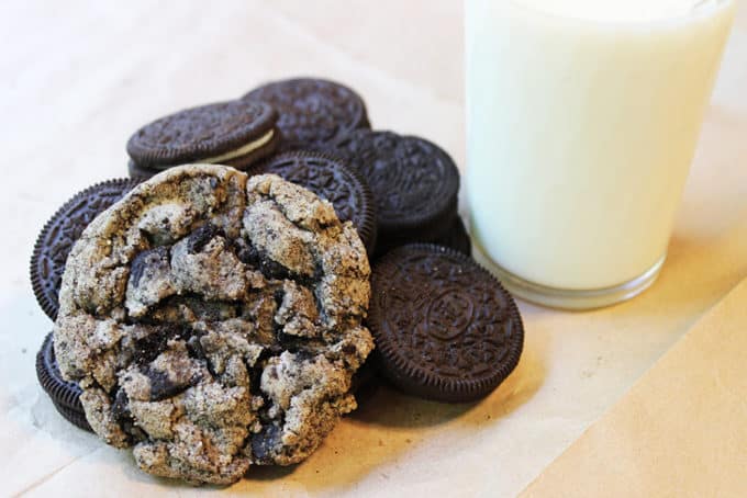 Oreo Chunk Cookies with milk