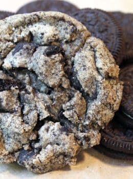 Chewy & Crispy Oreo Chunk Cookies made with Oreo crumbs and Oreo chunks! The best of an Oreo cookie and sugar cookie combined!