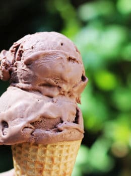 No cook, egg free Double Chocolate Brownie Batter Ice Cream! Ready to churn in just 2 minutes and taste's like you are licking the bowl of your favorite brownie batter but in ice cream form!