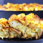 A quick and easy egg bake casserole with all the flavors and textures of a egg, bacon and cheese bagel sandwich. You can even make it ahead, the night before and just bake it off in the morning.