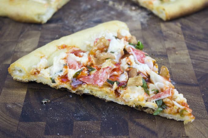 This Crab Wonton Pizza with Sweet & Sour Drizzle is the answer to "Pizza or Chinese?" and in the best possible way because you can make it at home!