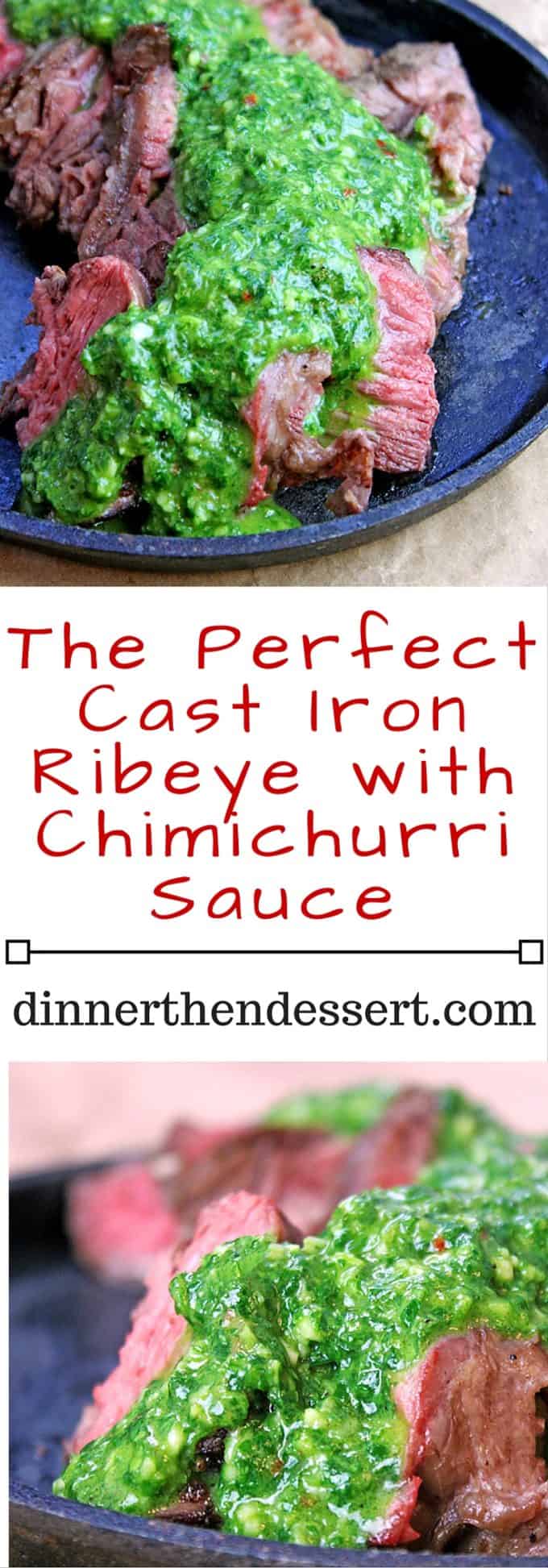 The Perfect Cast Iron Ribeye with Chimichurri Sauce L