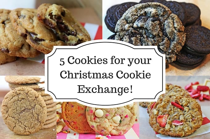 5 Epic Christmas Cookie Recipes that will leave your Cookie Exchange friends clamoring for recipes including my awesome Oreo Chunk Cookies, Legendary Jacques Torres Chocolate Chip Cookies, Award Winning Gingerbread Cookies, Strawberry White Chocolate Oatmeal Cookies and Vanilla Cake Cookies!