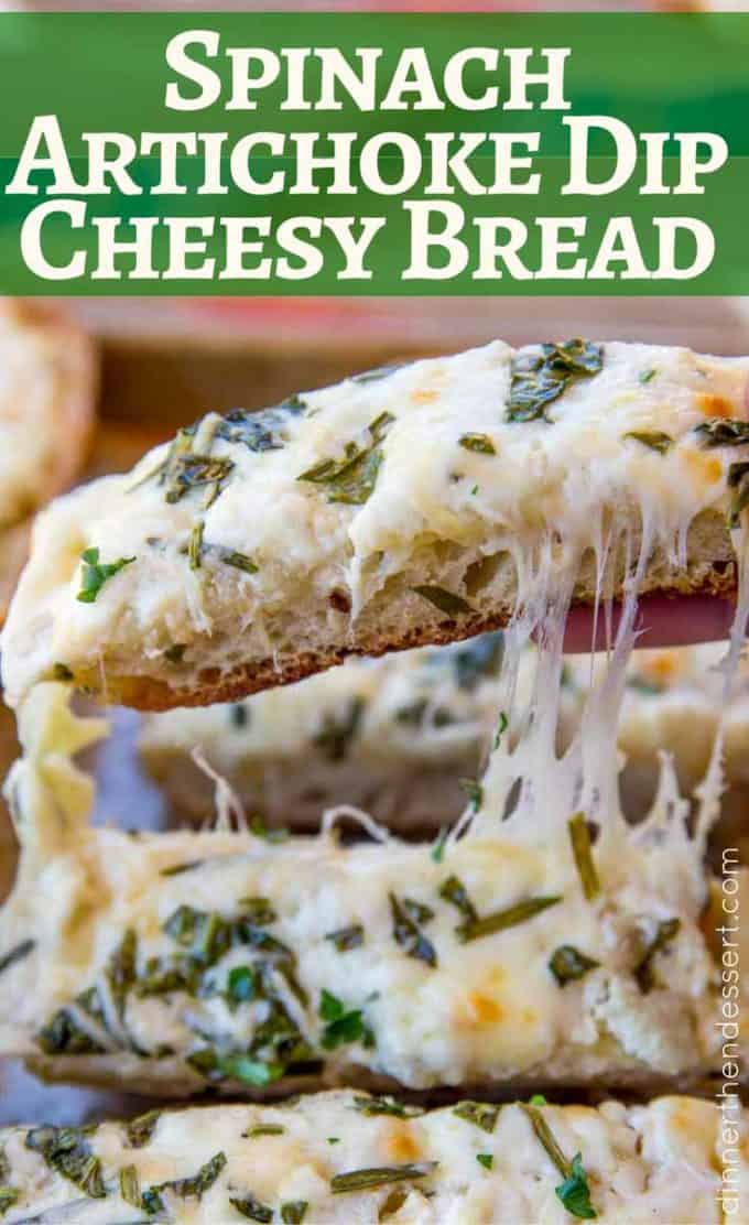 SO EASY! We loved this Spinach Artichoke Dip Cheesy Bread! Perfect appetizer!