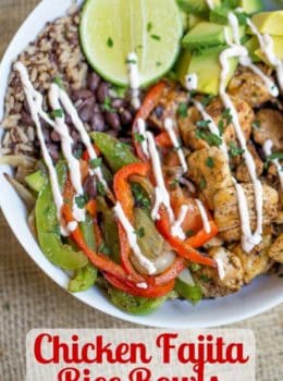 Easy Chicken Fajita Rice Bowls with are healthy and quick to make, they're like your favorite fajitas but without the tortillas and easy to pack for lunch!