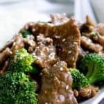 A Panda Express Beef and Broccoli delicious spot-on copycat with tender stir fried flank steak and steamed broccoli in a classic ginger soy sauce.