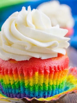 Rainbow Cupcakes with fluffy cloud-like vanilla frosting that is guaranteed to make anyone who sees them smile. No cake mix, still EASY.
