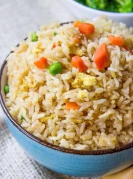 Classic Fried Rice takes just ten minutes to make with day old steamed rice, soy sauce, eggs and oyster sauce. You can add your favorite vegetables and proteins to taste.