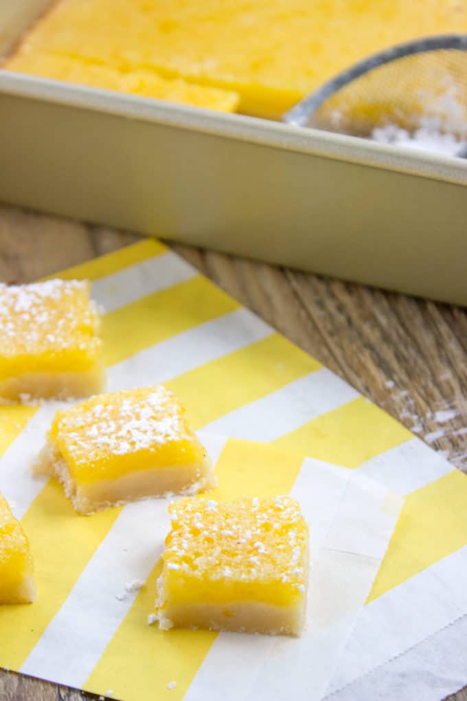 Trader Joe's Classic Lemon Bars have a crispy buttery crust with a sweet and sour lemon filling.