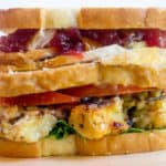Ross Geller's legendary Turkey Moist Maker Sandwich in all it's glory. Turkey breast, stuffing, cranberry sauce and the important moist maker layer, this is the sandwich of your dreams.
