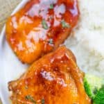 Baked Fire Popper Chicken is made with chicken breasts baked in a glorious honey-brown sugar hot sauce until they're sticky, sweet, spicy perfection!