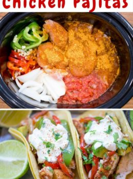 Slow Cooker Chicken Fajitas are made with homemade fajita seasoning mix, chicken, onions, bell peppers and fresh limes for the perfect easy weeknight meal.
