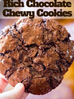 Flourless Chocolate Chewy Cookies are crispy and chewy with a fudgy center that take just a few minutes to make and taste like they came from a bakery!