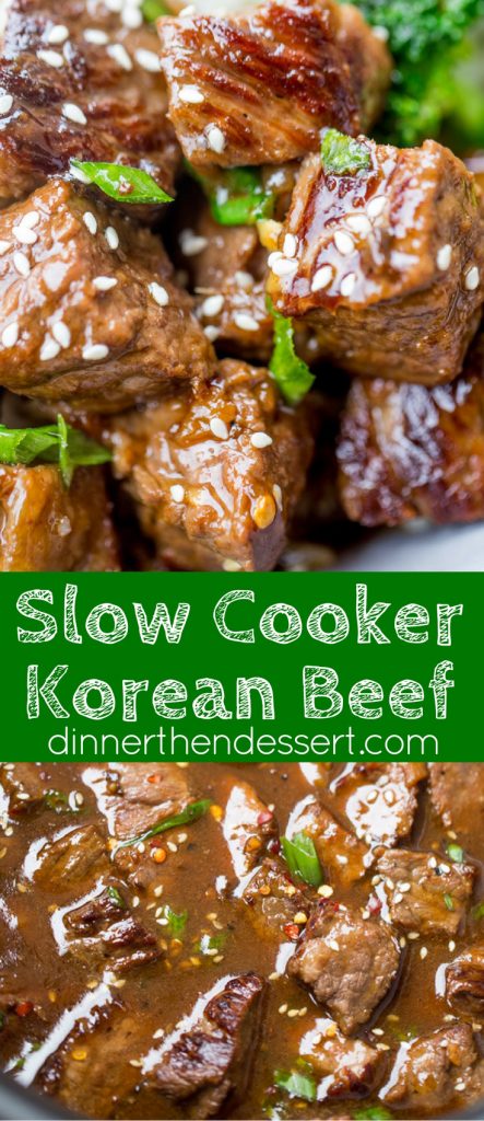 Slow Cooker Korean Beef with just 10 minutes of prep makes the easiest weeknight meal with so much flavor from the garlic, ginger and sesame oil.