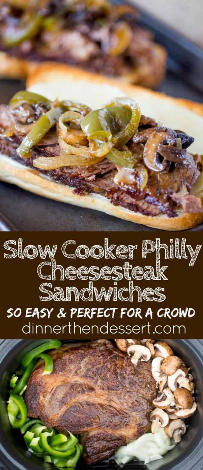 Slow Cooker Philly Cheese Steak Sandwiches that are so tender and flavorful you'll feel like you're in Philly. Perfect for a crowd!