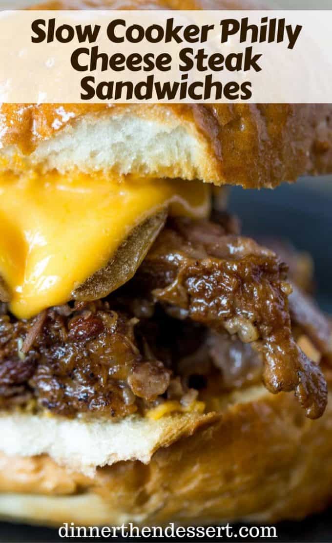Slow Cooker Philly Cheese Steak Sandwiches that are so tender and flavorful you'll feel like you're in Philly. Perfect for a crowd!