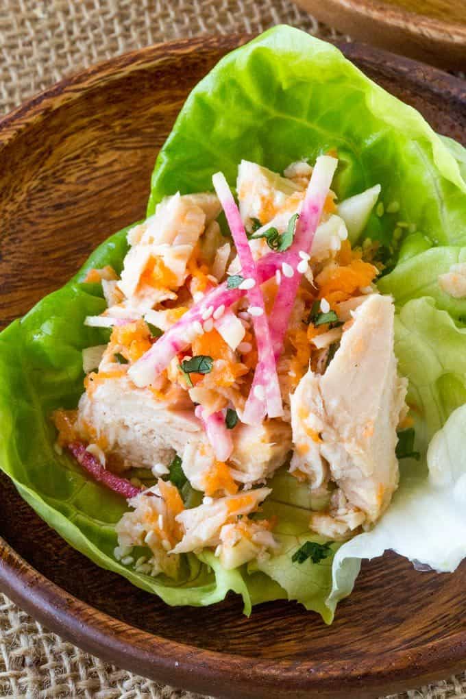 Asian Tuna Salad Lettuce Cups made with solid white albacore tuna in just minutes have all the flavors of your favorite Asian salad with added protein. Perfect for lunch!