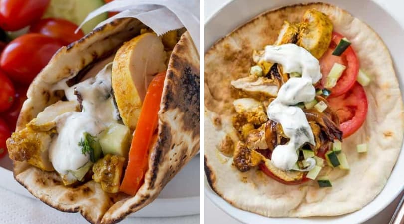 Chicken Shawarma Pita Wraps With Dill Yogurt Sauce Dinner Then Dessert