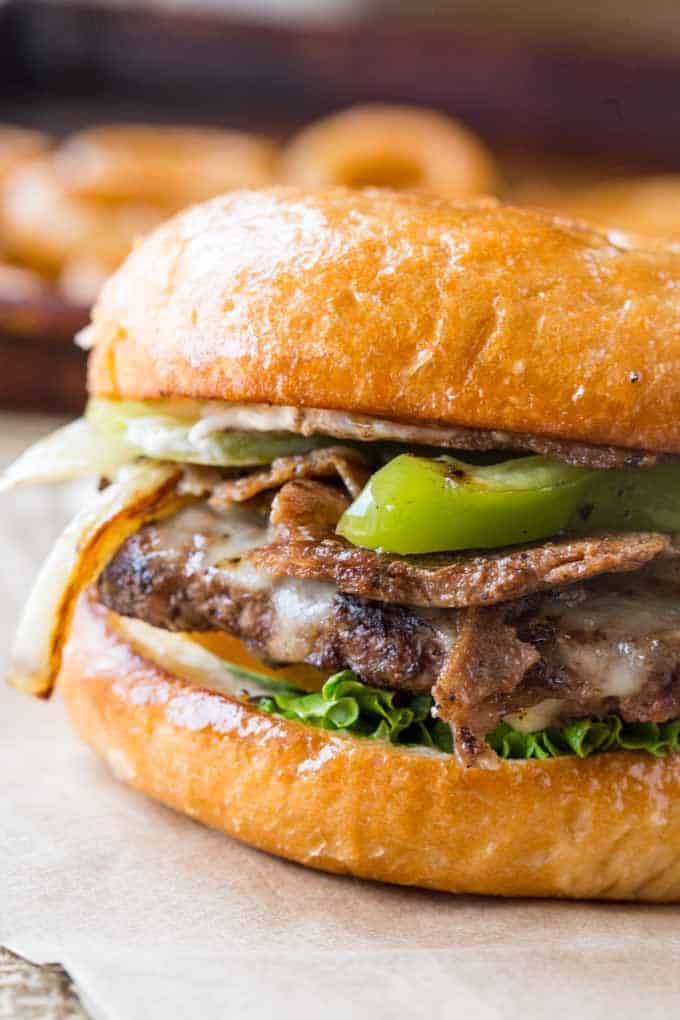 Philly Cheese Steak Burgers are easy to make and the best of both worlds, sub and burger!