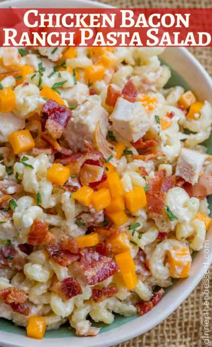 Chicken Bacon Ranch Pasta Salad with just a handful of ingredients will be the most popular side dish at your summer bbq events and picnics!