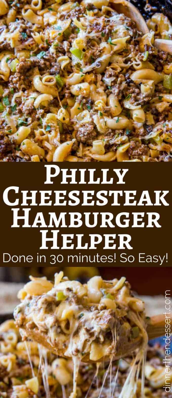 Philly Cheesesteak Hamburger Helper will make you forget all about the boxed type you had as a kid, you'll love this creamy, cheesy cheesesteak pasta.
