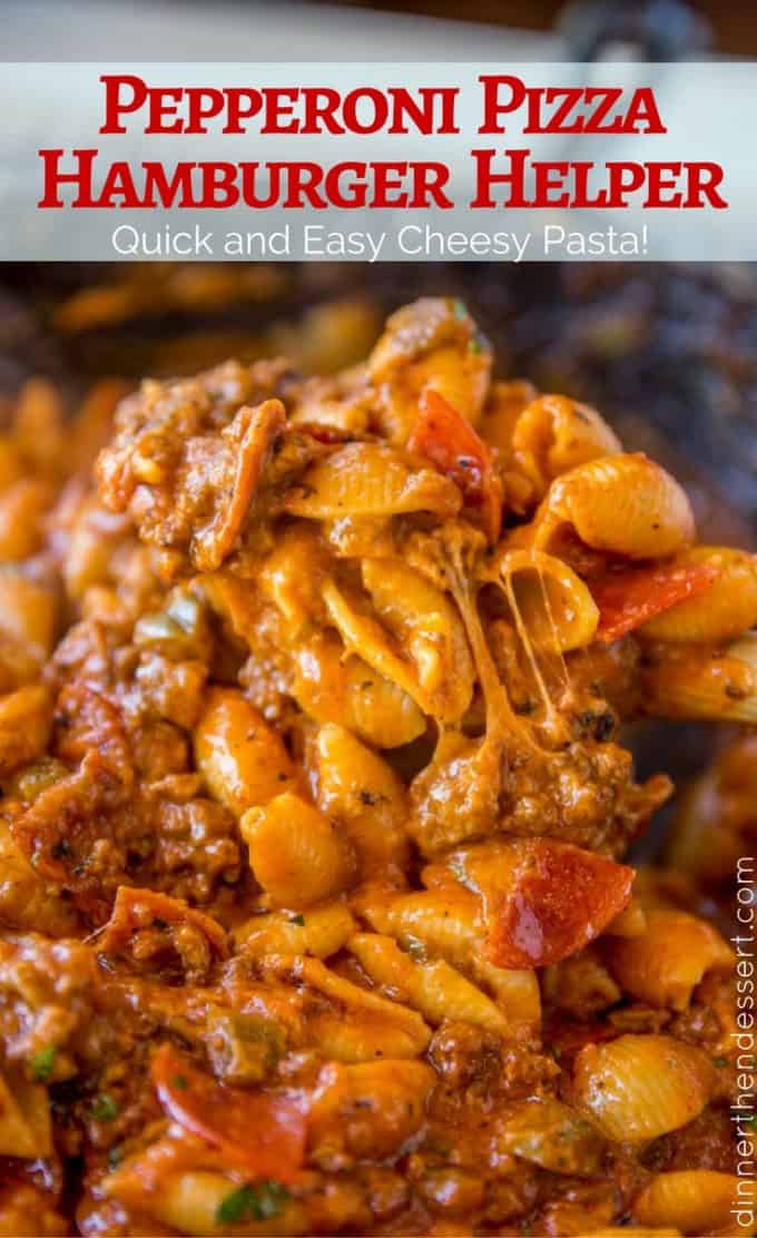 Pepperoni Pizza Hamburger Helper is a quick weeknight dish your whole family will love that has all the flavors of your favorite pepperoni pizza without the takeout!