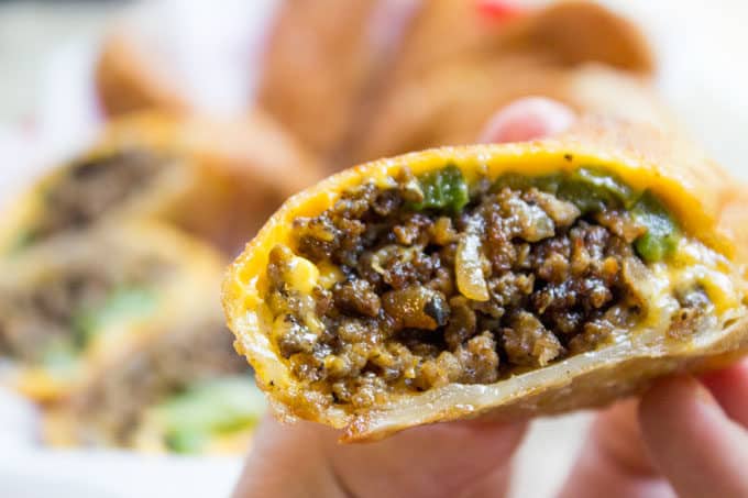 Cheesesteak egg rolls have all the flavors of the classic Philly Cheese Steak Sandwich in a crispy shell and made with ground beef! So easy to make and they taste...AMAZING.