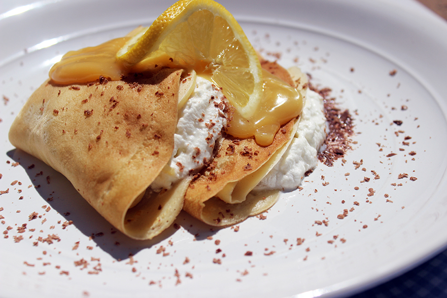 Chocolate Lemon Crepes with Whipped Cream