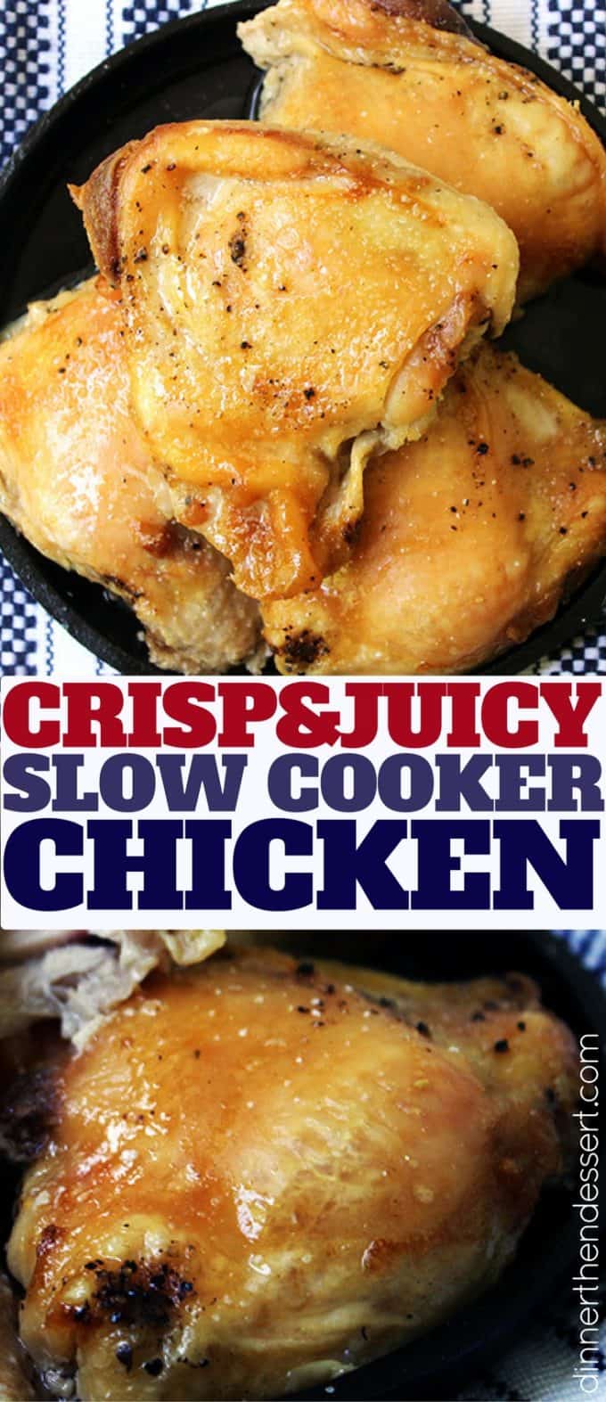 Pinterest collage for slow cooker chicken thighs