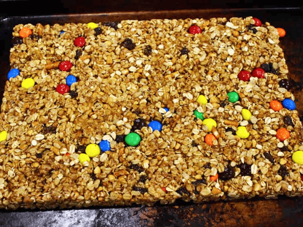 Granola mix in pan