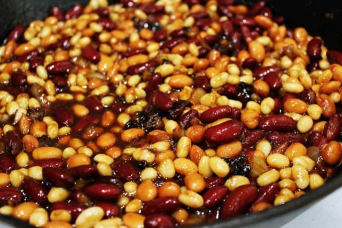Close up of different bean varieties