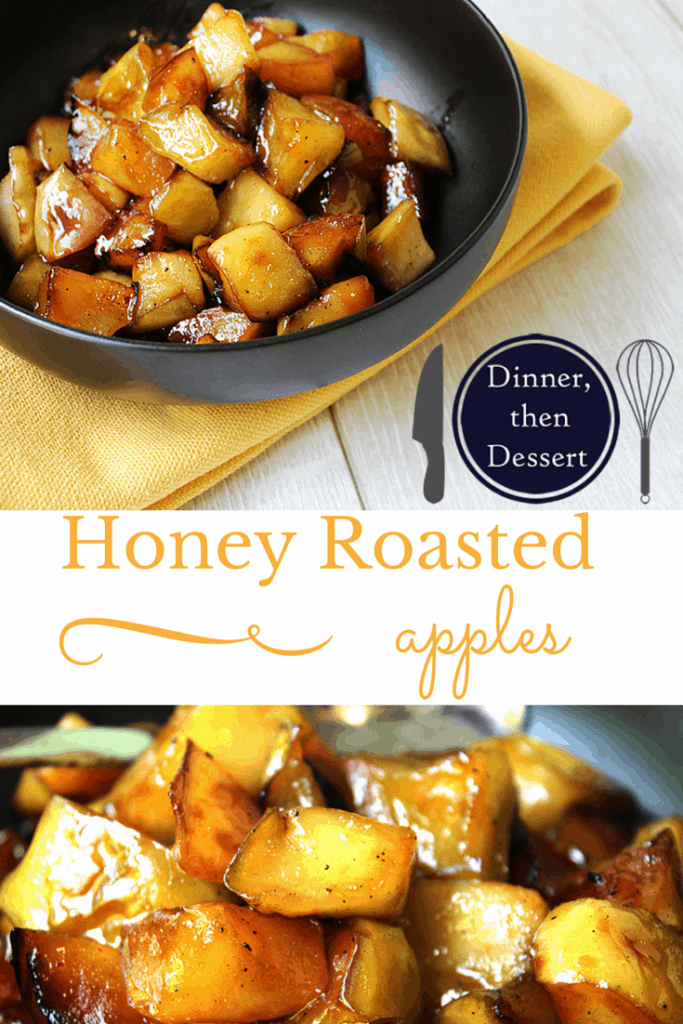 Honey Roasted Apples - Crispy while soft, sweet while salty, these Honey Roasted Apples are an absolute amazing side to a for pork, chicken and stuffed pastas.