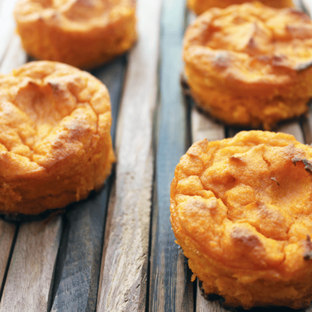 Side view of carrot souffles