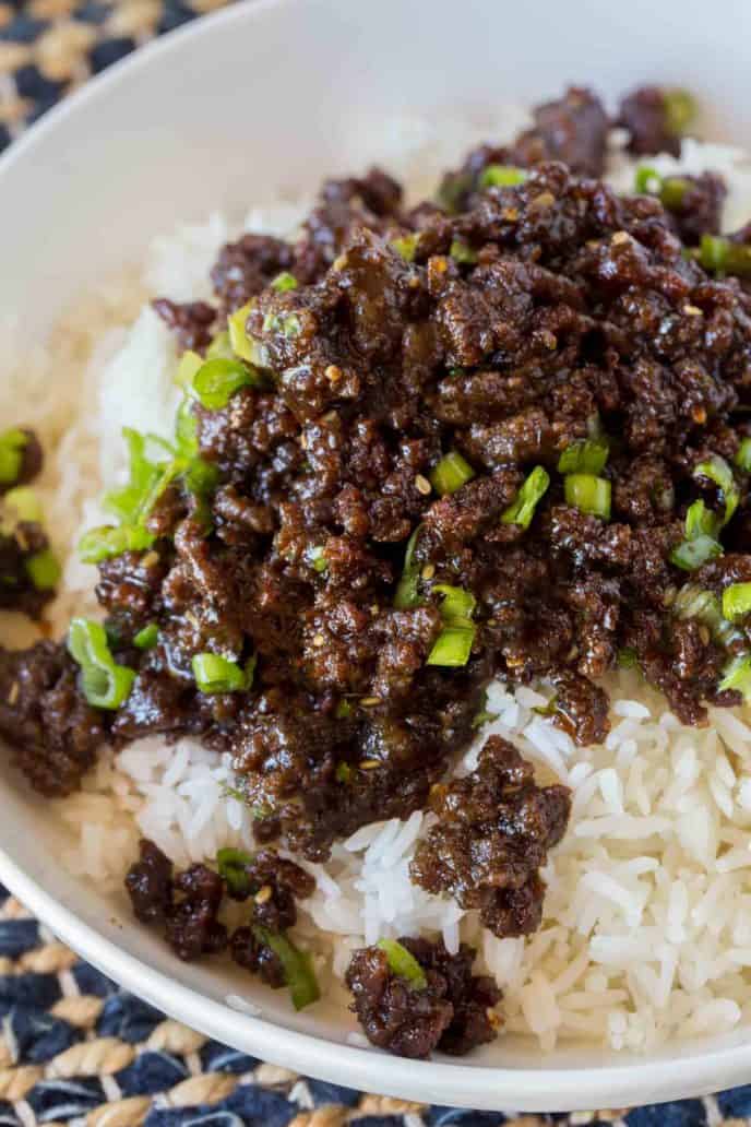 Sweet and Spicy Korean Ground Beef with all the flavors of your favorite Korean BBQ but for a third of the cost and kid friendly!