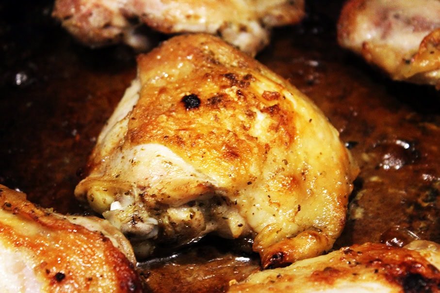 close up of cooked chicken