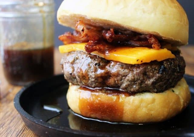 Jack Daniel's sticky, sweet & spicy sauce on a delicious bacon cheeseburger. Can it get any better?