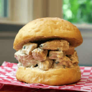 Sandwich on a checkered parchment paper