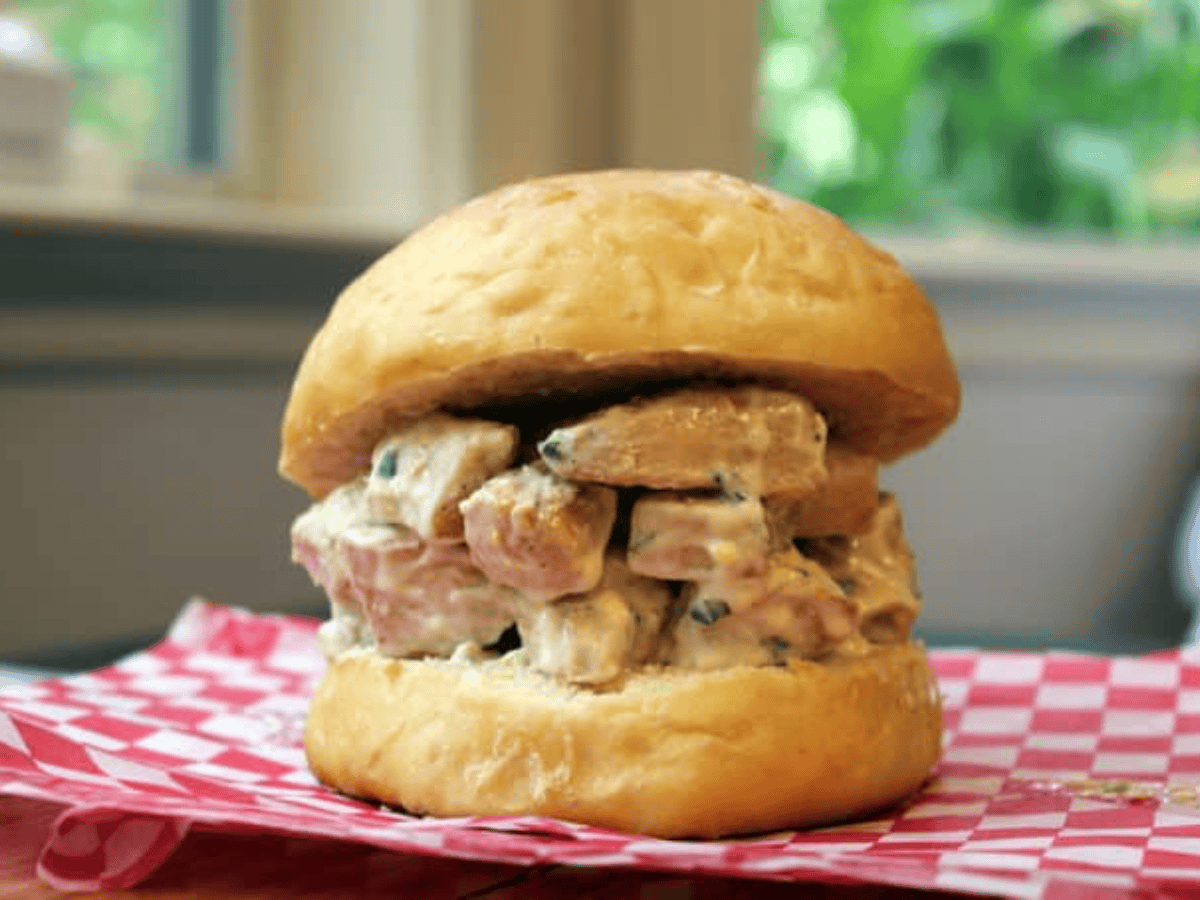 Sandwich on a checkered parchment paper