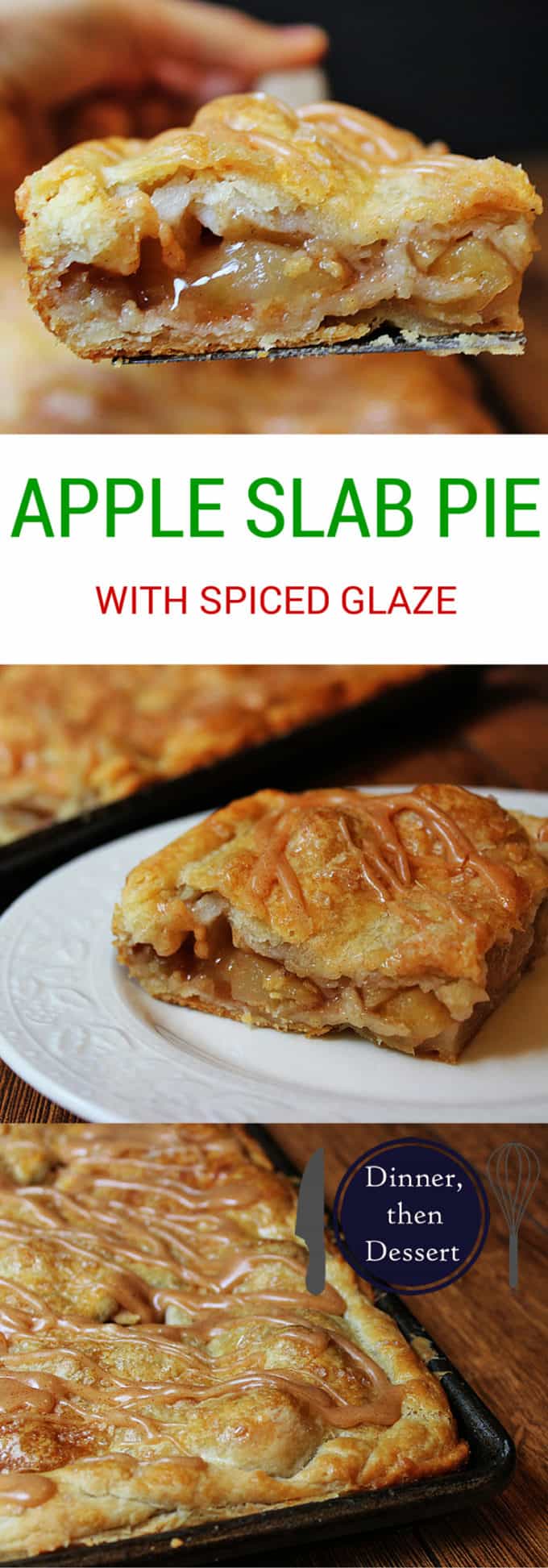 A flaky crust, tender apples, warm spices, it's a delicious handheld pie in slab form, which means you get more crust per bite! It is topped with all the flavors in the pie because it uses all the leftover spiced liquids from the apples!