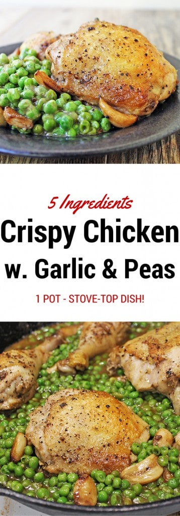 collage of chicken and peas on plate pin image