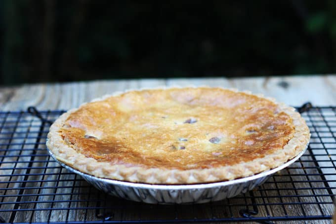 A deliciously melty, warm, chocolate chip caramel cookie baked into a buttery crisp pie crust. Serve alone (this is a very rich pie!) or with ice cream or whipped cream.