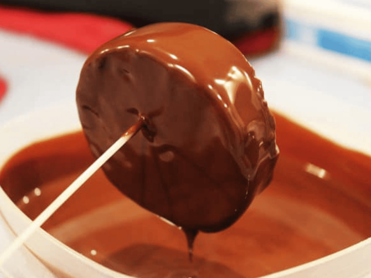 fully dipped ice cream in chocolate