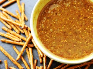 Spicy Brown Mustard, sweet Honey & Raspberry Preserves make this Raspberry Honey Mustard Dip ADDICTING! A Harry&David all-time favorite!