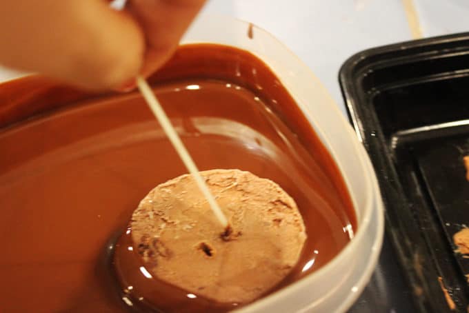 A take on the iconic Klondike Ice Cream Bar. Dark Chocolate Ice Cream dipped in 2 Ingredient Bittersweet Chocolate Magic Shell! 