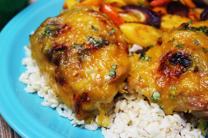 Mango Habanero Preserve Chicken closeup on plate