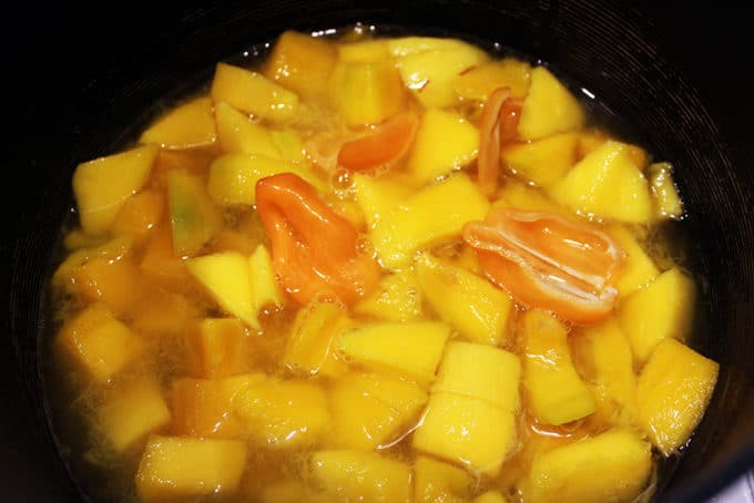 Fresh, ripe mangoes married with the heat of habaneros and sweet honey make a perfect glaze for roasted or grilled chicken. Done in 45 minutes, this dish will impress!
