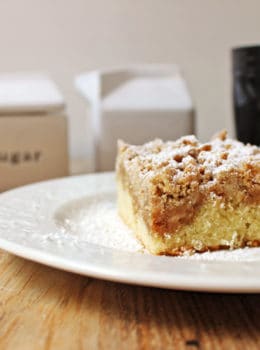 Delicious, classic NY Crumb Coffee Cake just like the kind you would find in your favorite coffee shop, a tender cake topped with large chunks of cinnamon sugar goodness!