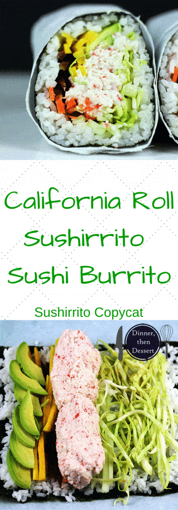 Try the sushirrito trend taking over the Bay Area in California! Sushi gets supersized with an Imitation Crab California Roll Sushi Burrito that is filled with imitation crab, cucumber, avocado, carrots and napa cabbage. Serve with spicy mayo, and soy sauce and laugh at all the normal sized california rolls people are still eating.