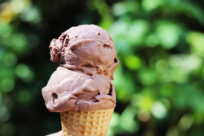 No cook, egg free Double Chocolate Brownie Batter Ice Cream! Ready to churn in just 2 minutes and taste's like you are licking the bowl of your favorite brownie batter but in ice cream form!